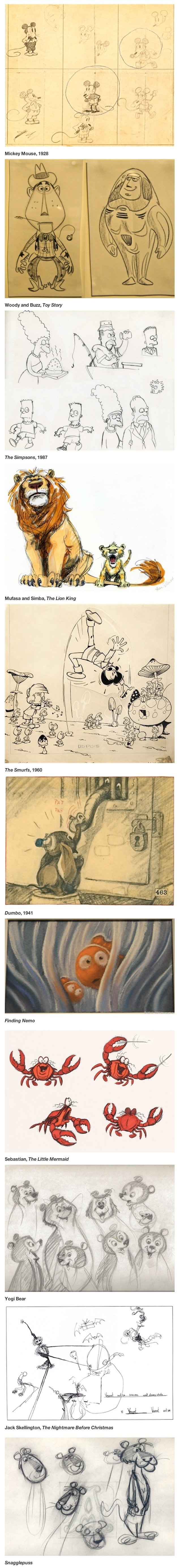 Early sketches of cartoons