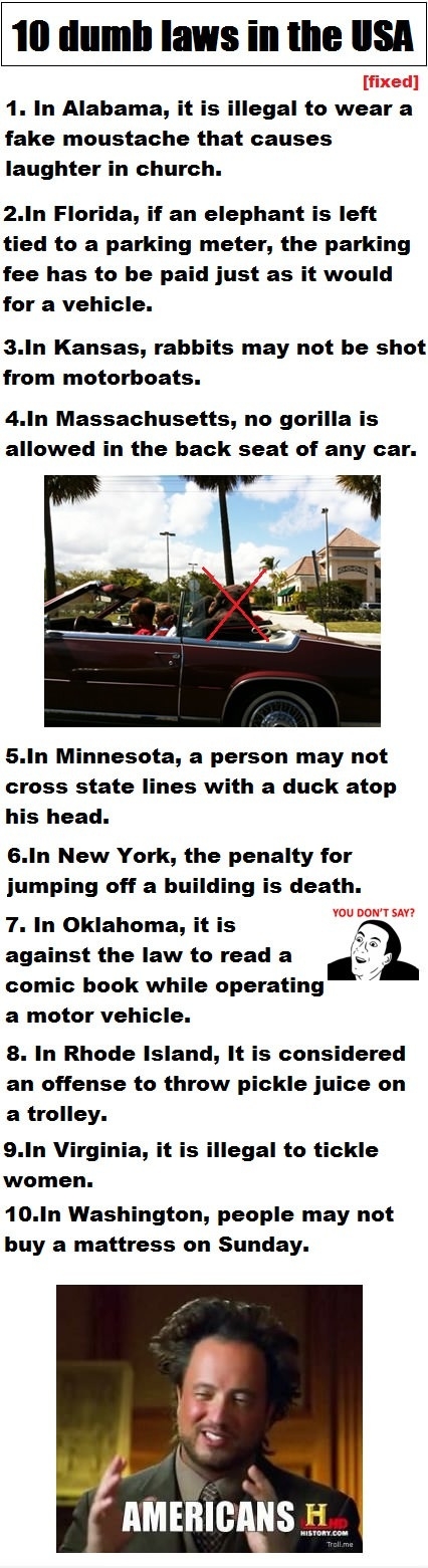 10 dumb laws in the USA