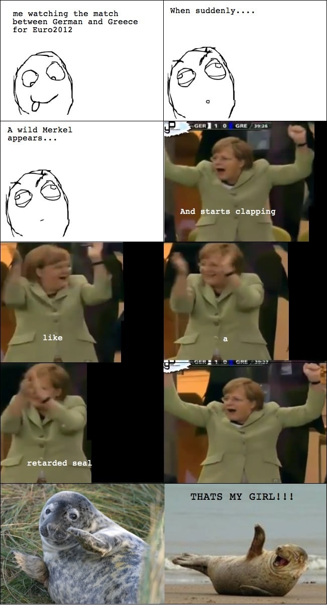 Merkel clapping around