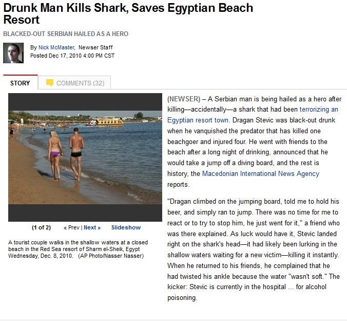 In Serbia, people attack sharks