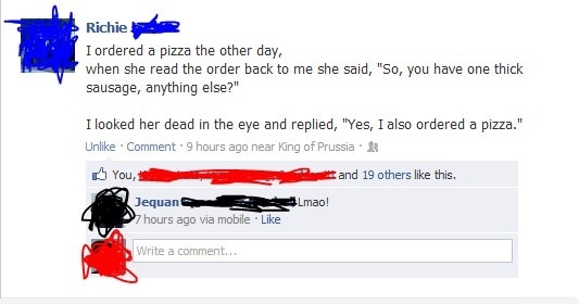 Ordered pizza the other day