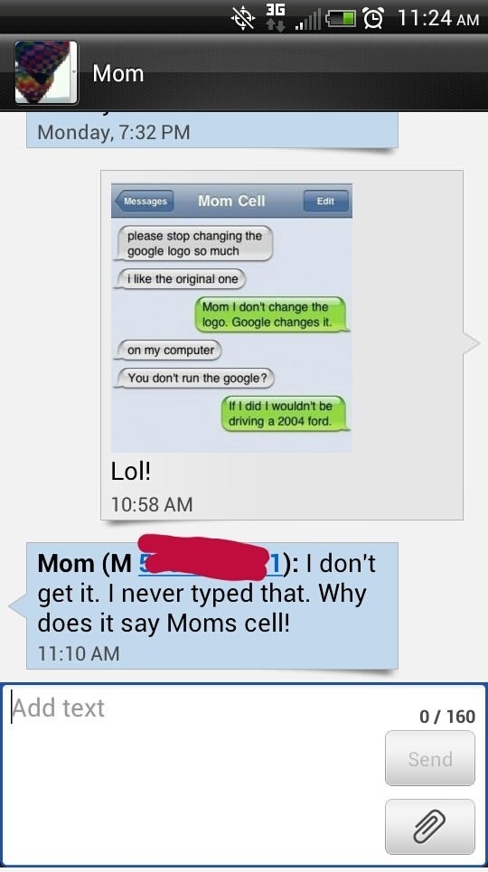 Texted mom a funny pic