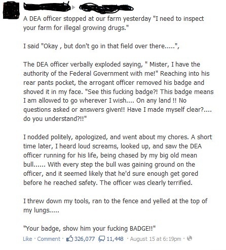 Show him your BADGE!!!