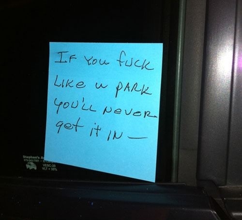 Epic windshield note!