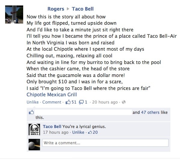 I love Taco Bell's comment