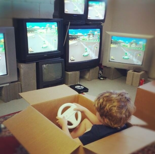 Playing car game at home