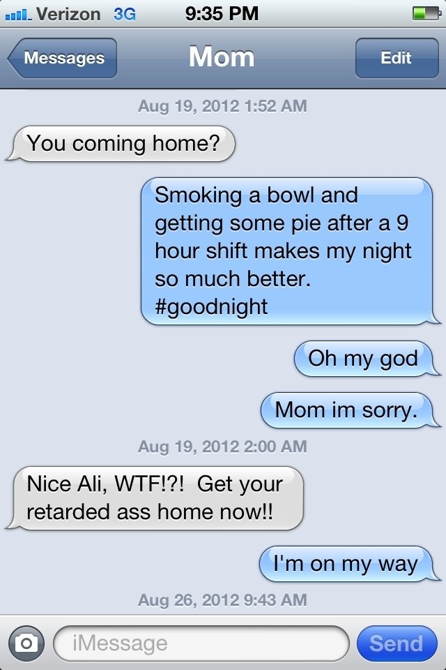 Tried to tweet, but text mom