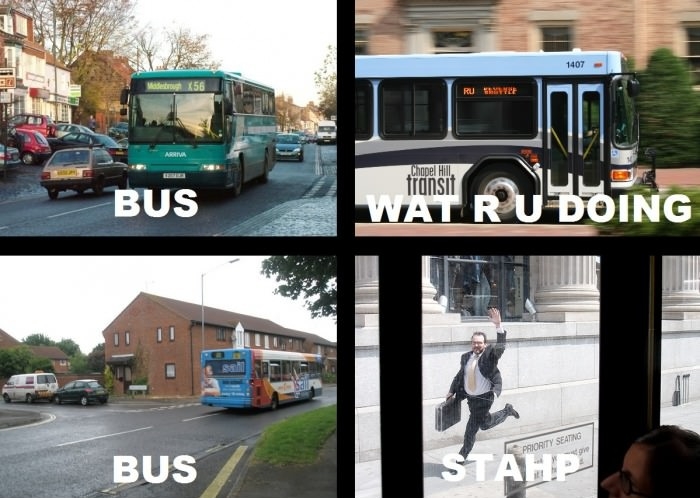 Taking the bus to school/work