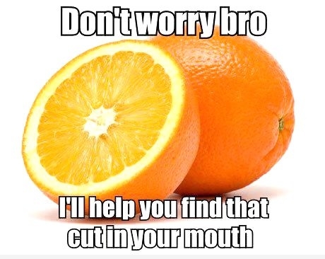Eating an orange