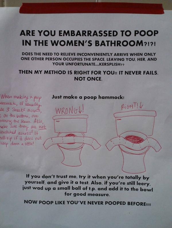 Sign in the women's toilets
