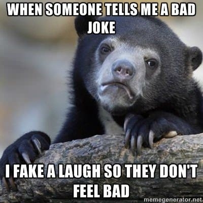 Telling a bad joke