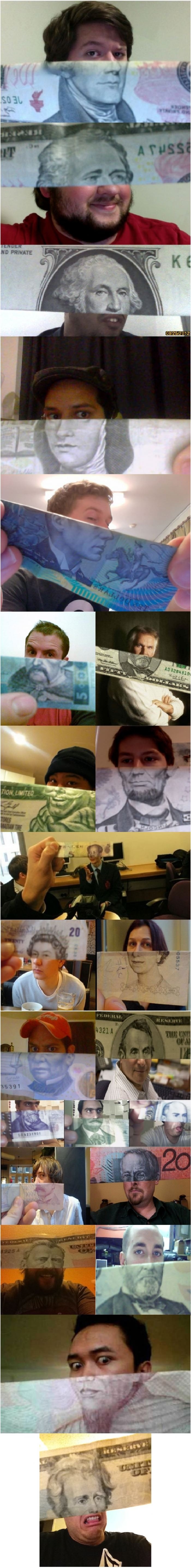 Funny money face mashups