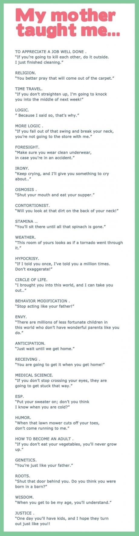 Lessons from Mom