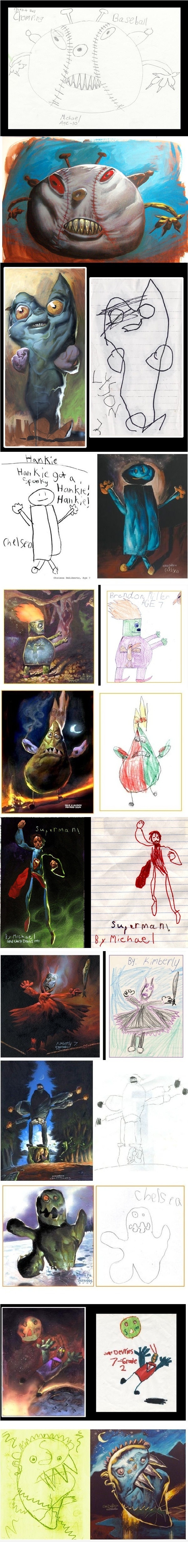Kid's art drawn realistically