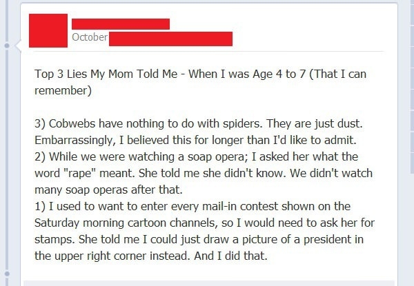 Top 3 lies mom told me