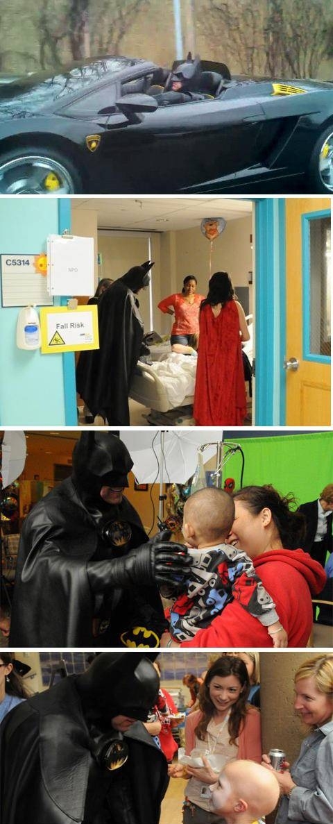 Batman visiting kids
