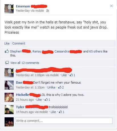 Twins trolling people