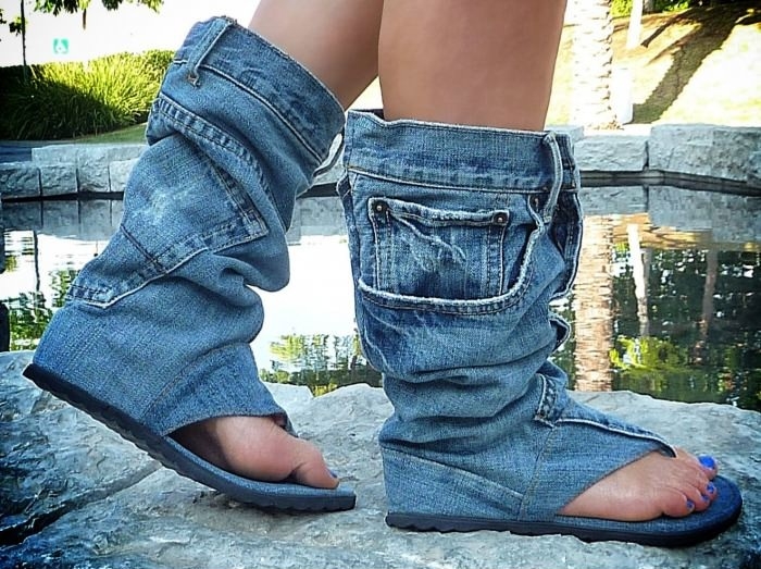 Jeans sandal boots