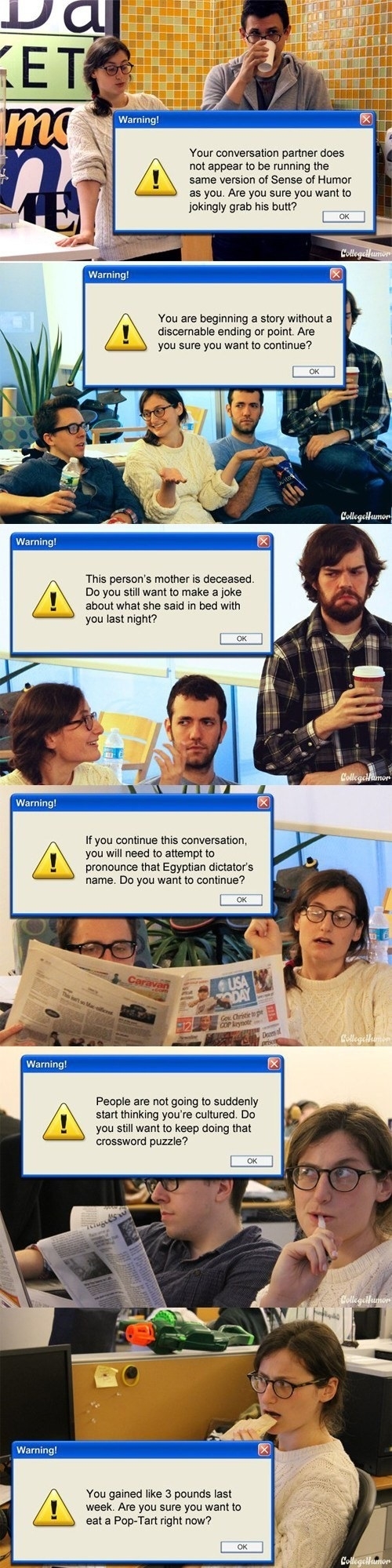 Real life computer warnings