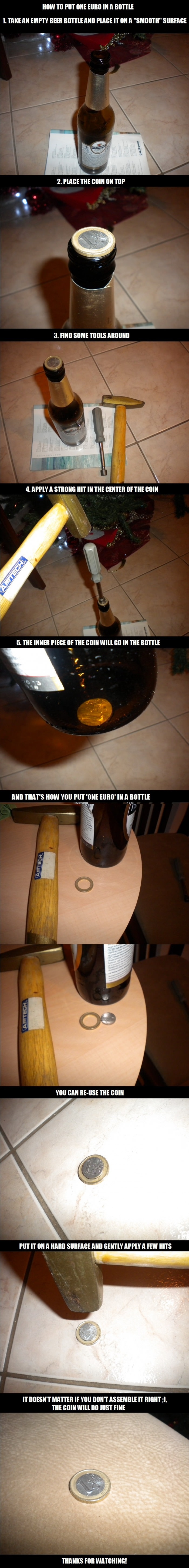 Euro in a bottle trick