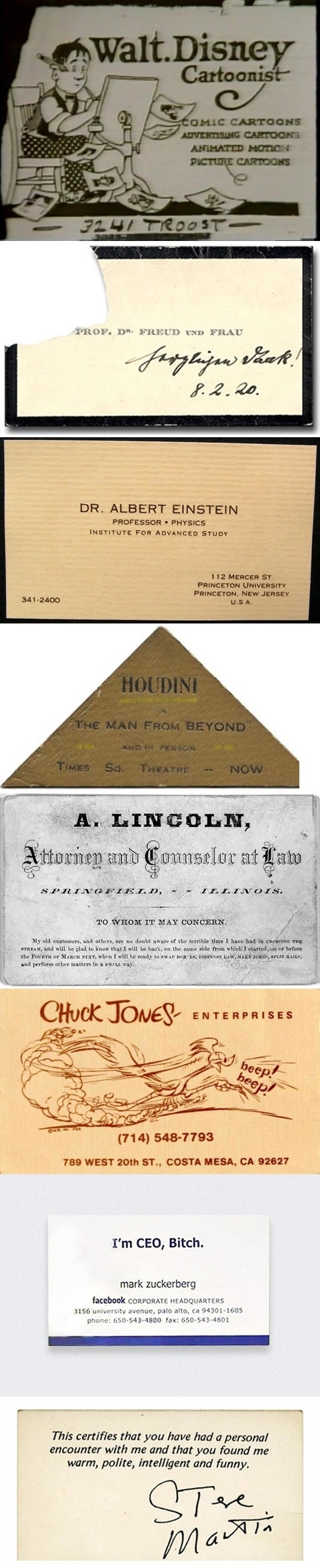 Famous business cards