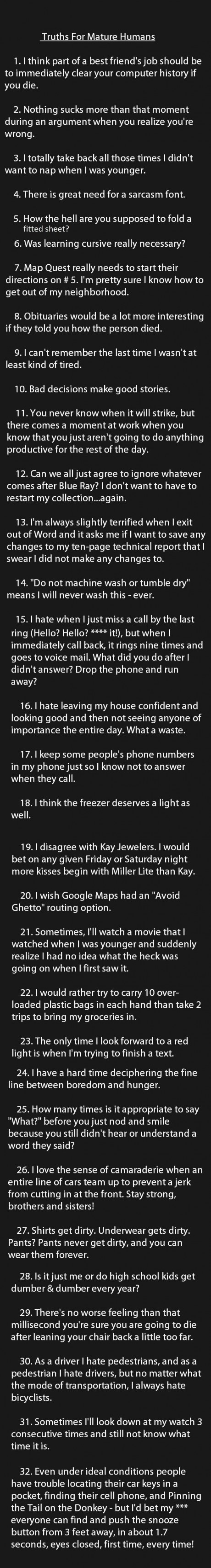 Truths for mature humans