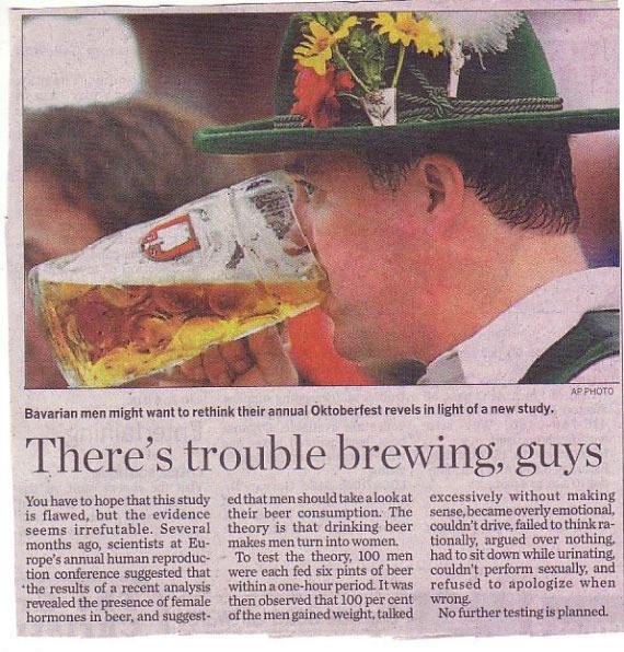 Bad news for male drinkers