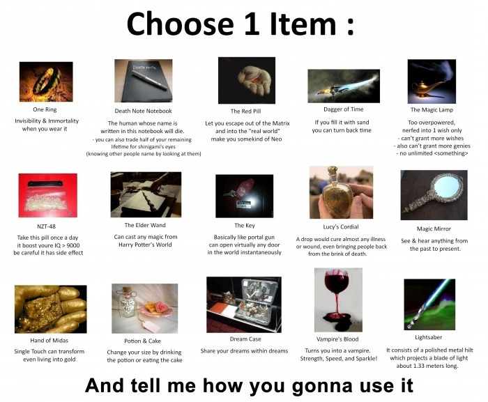 Choose one item!