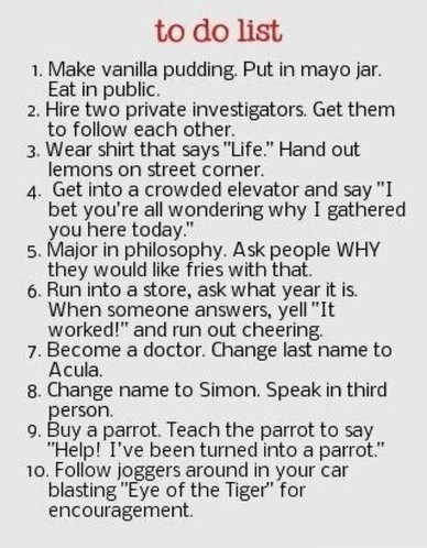 My to do list