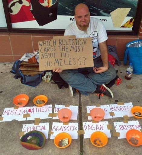 Clever homeless sign