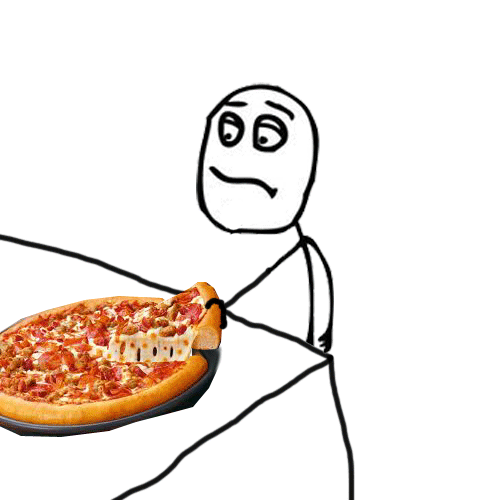 Having a slice of pizza