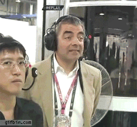 Mr. Bean watching F1