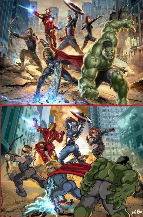Avengers posing like girls