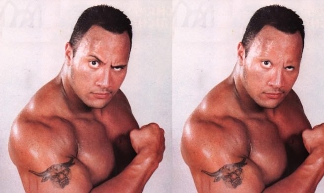 The Rock without eyebrows