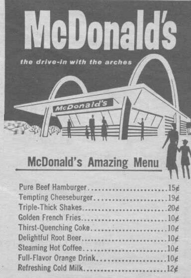 Original McDonalds menu