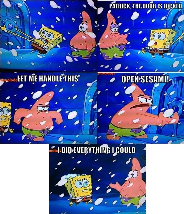 Patrick opening the door