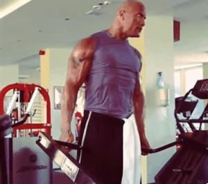 The Rock working out