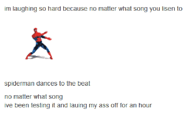 Spiderman can dance!