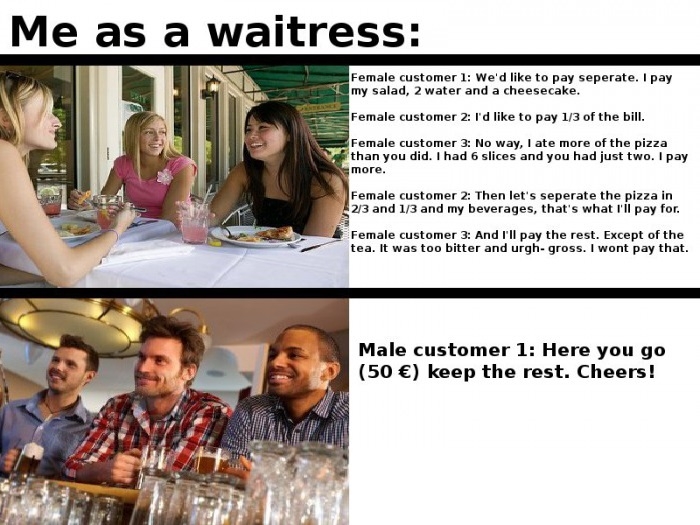 As a waitress