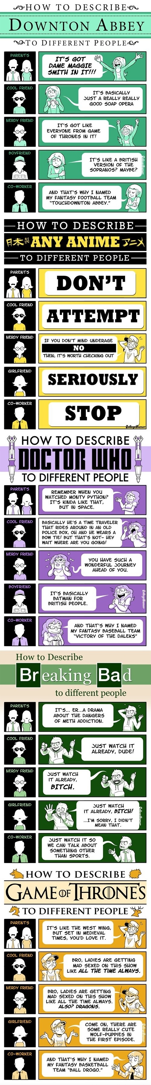 Explaining tv shows