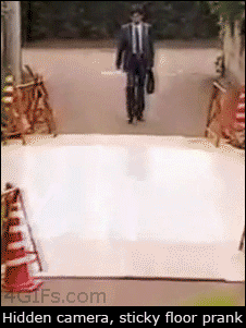 Sticky floor prank