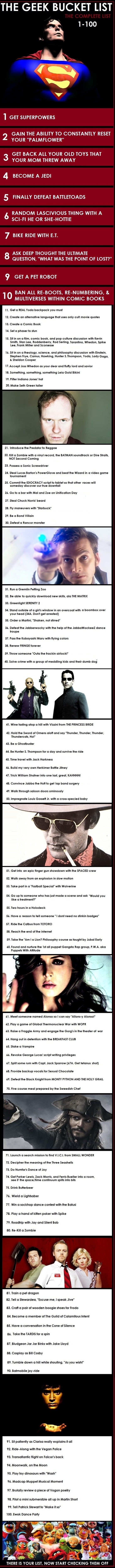 The Geek Bucket List