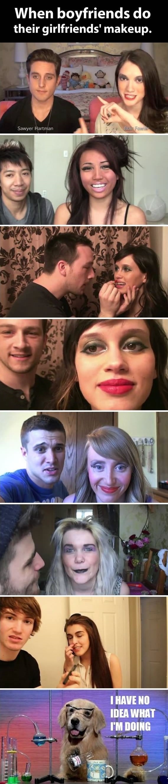 Boys doing gf's makeup