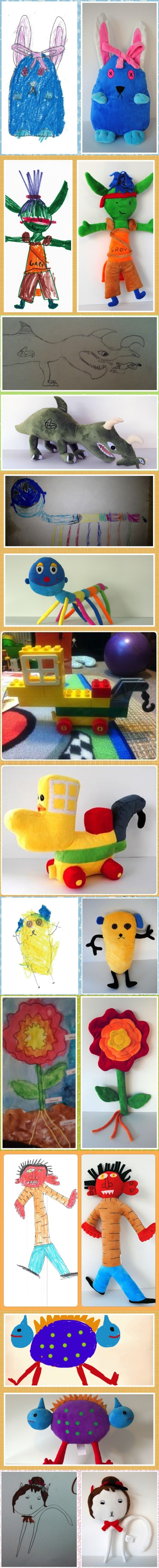 Kids' drawings as toys