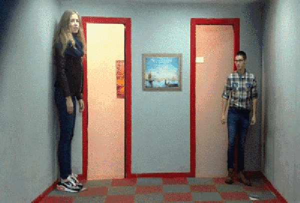 Ames room illusion
