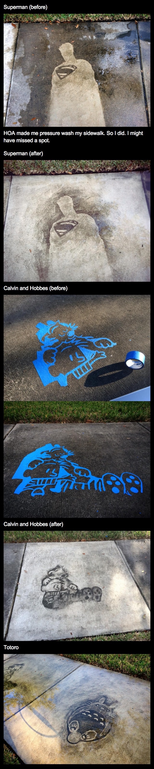 Comics on a sidewalk