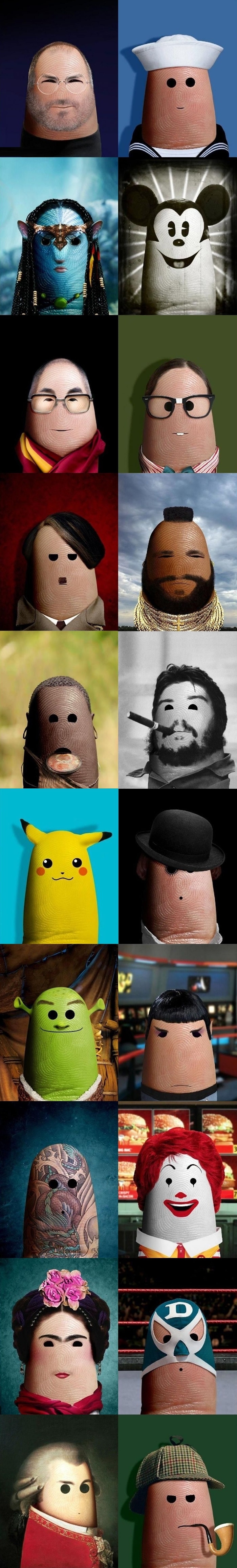 Pop culture finger portraits