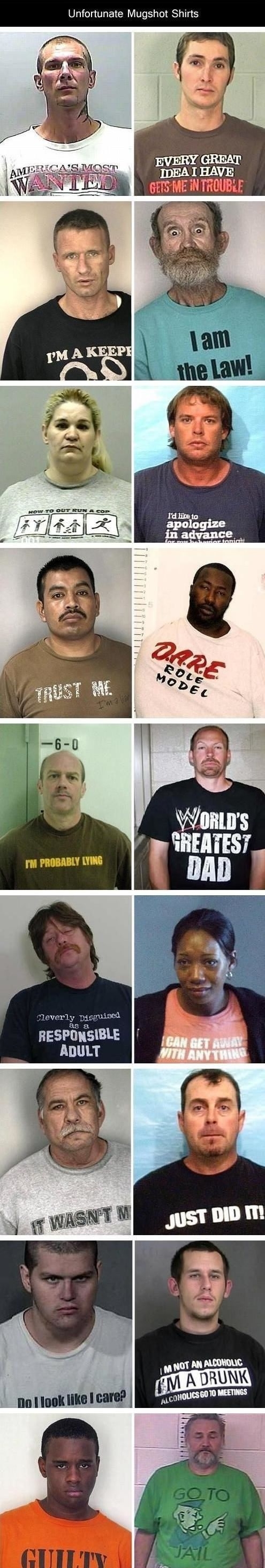 Unfortunate mugshot shirts