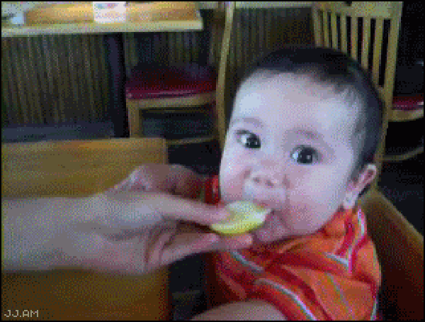 Baby reacts to lemon
