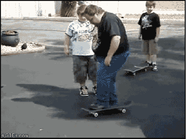 Fat guy on a skateboard